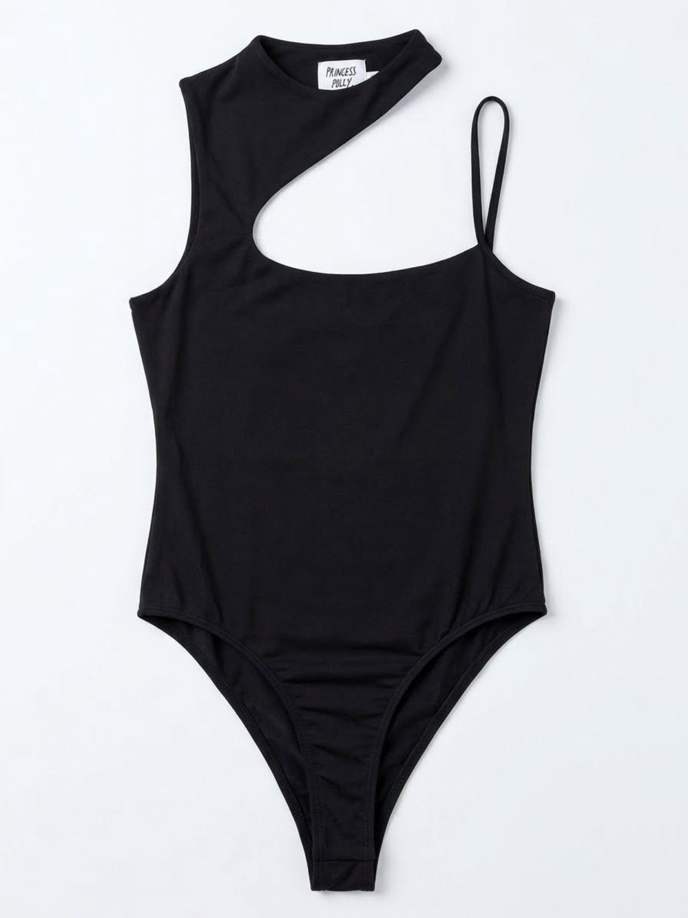 Princess Polly Black Cutout One-Shoulder Swim One-Piece